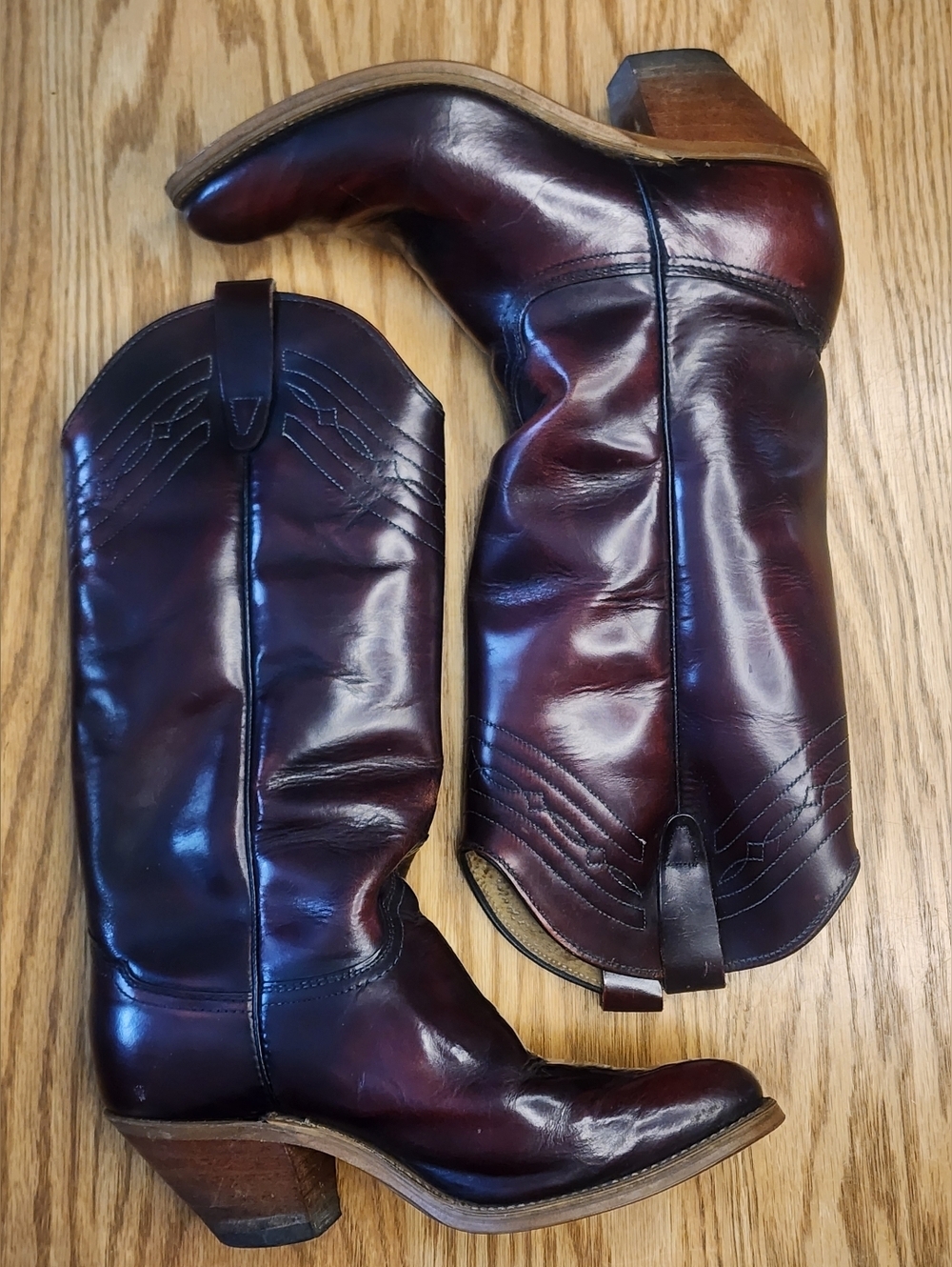 Leather Cowboy Boots Cherry Men Size 7 Concert Festival Country Bohemian